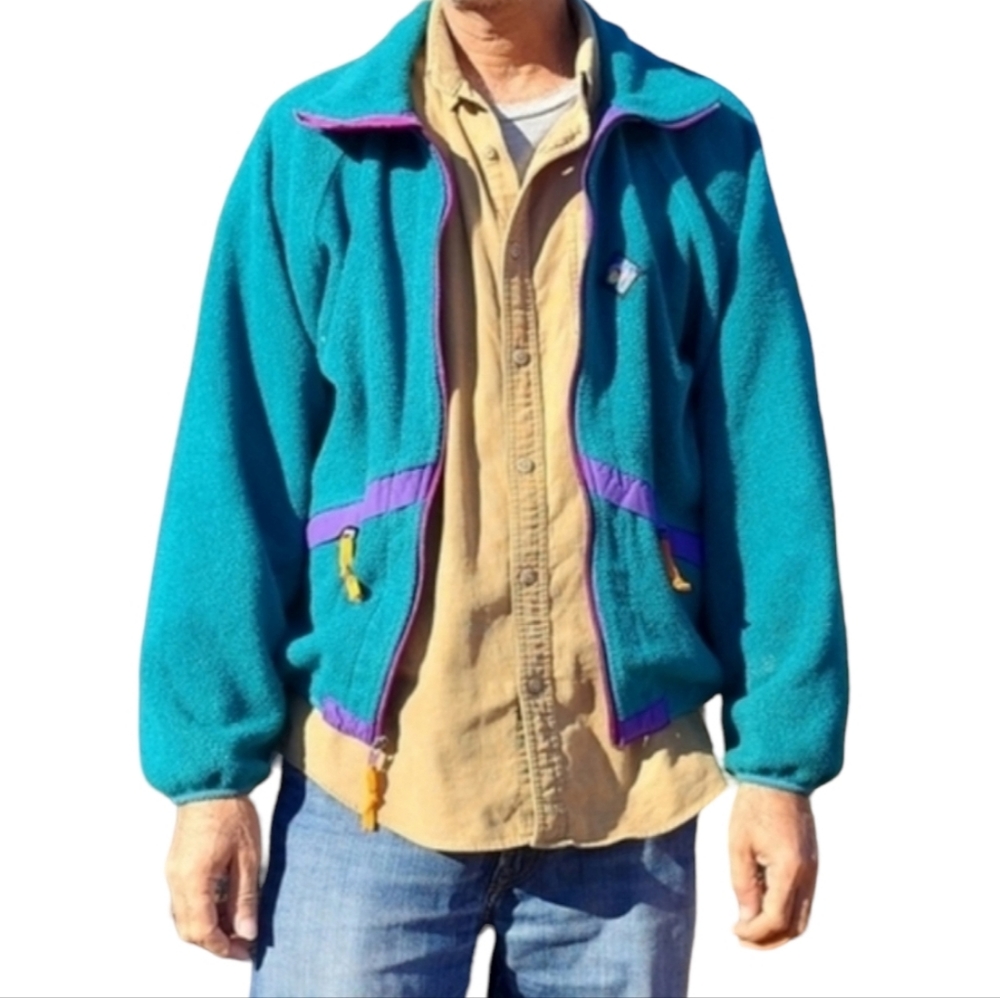 VINTAGE 90s WOOLRICH Nylon Fleece Jacket Mens M SIGMET GEAR Neon Windbreaker Y2K - Picture 8 of 15